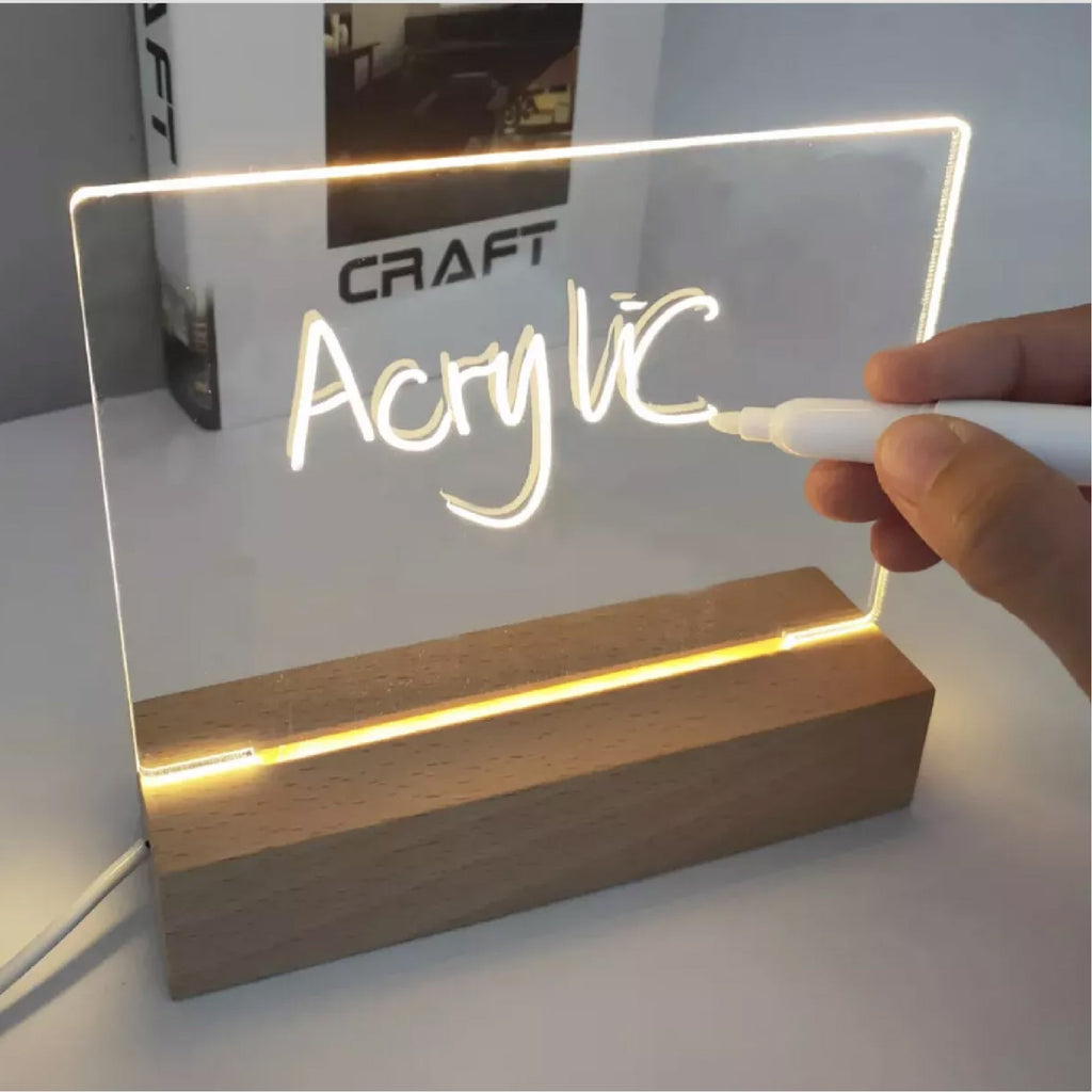 Lámpara LED Acrílica Transparente Borrable – Luces Creativas para Mensajes y Decoración
