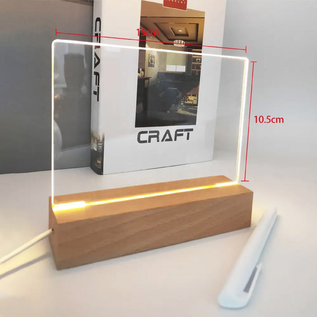 Lámpara LED Acrílica Transparente Borrable – Luces Creativas para Mensajes y Decoración