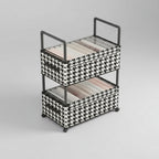 Estante Organizador Premium Black & White - 2 Niveles con Ruedas