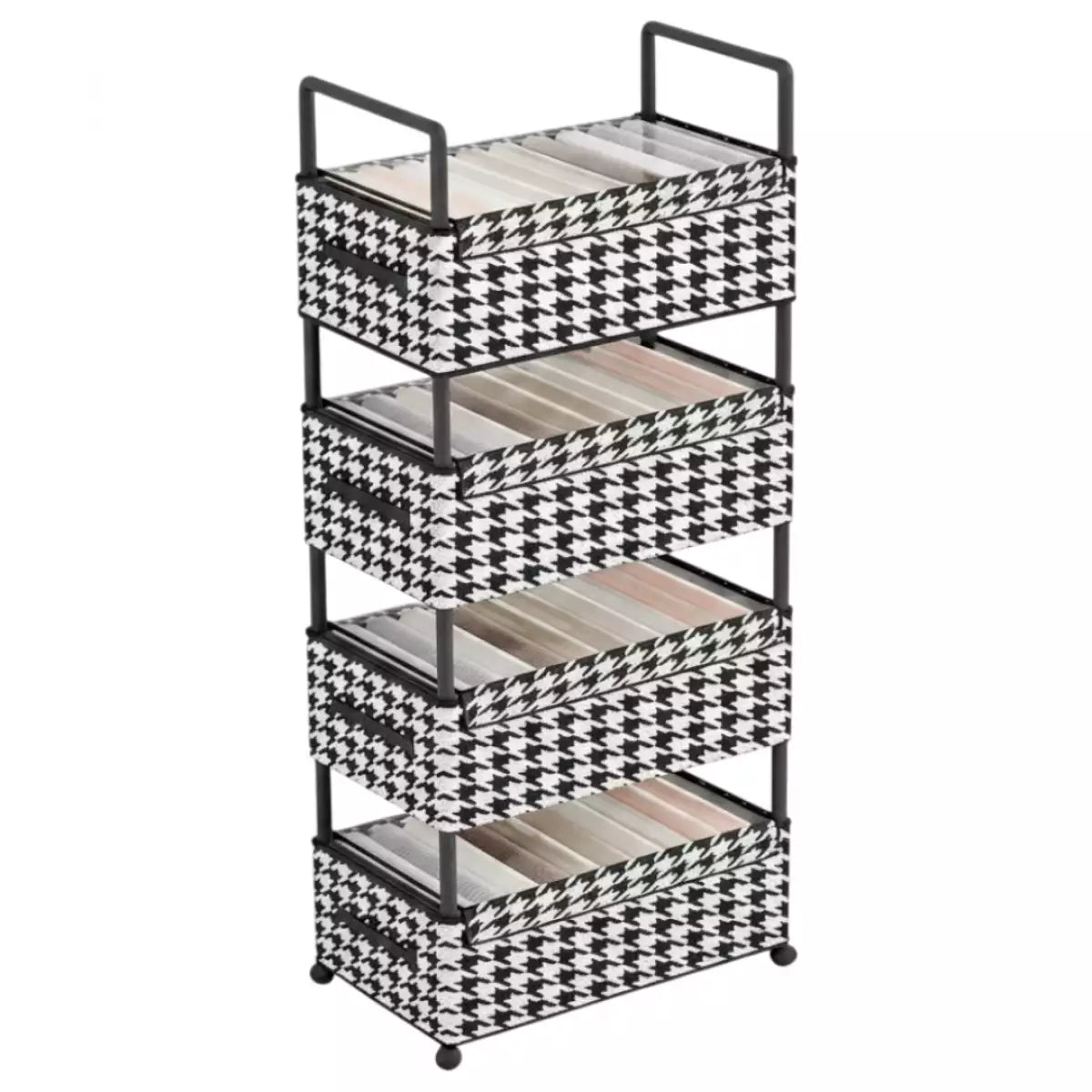 Estante Organizador Premium Black & White - 4 Niveles con Ruedas