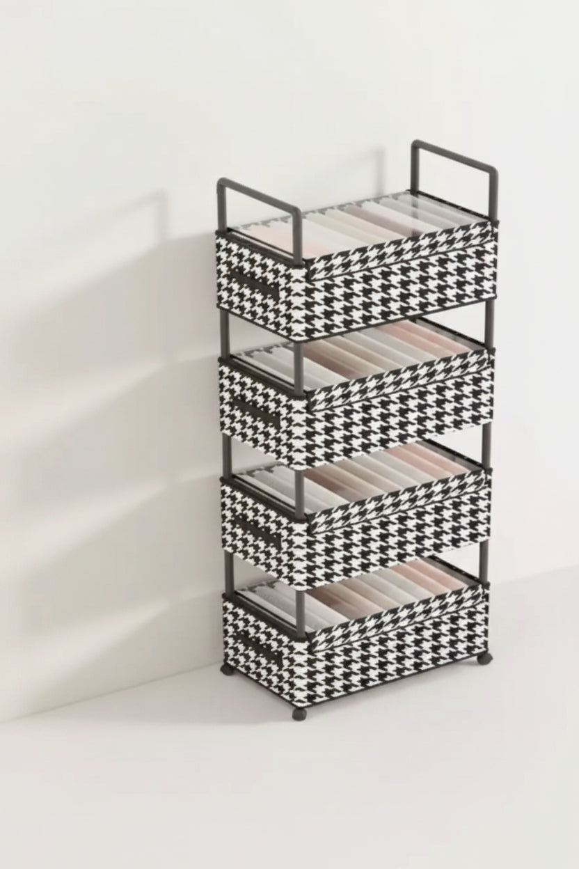 Estante Organizador Premium Black & White - 4 Niveles con Ruedas