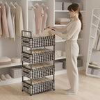 Estante Organizador Premium Black & White - 4 Niveles con Ruedas